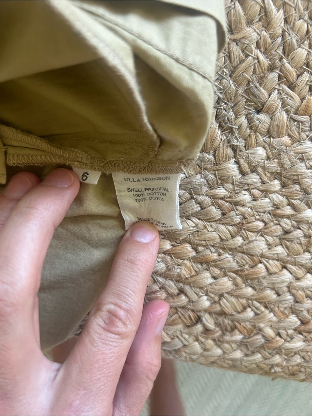 ULLA JOHNSON Adeline Cotton Poplin Shorts Belted Pocket Khaki Beige Size 6 - Picture 5 of 5
